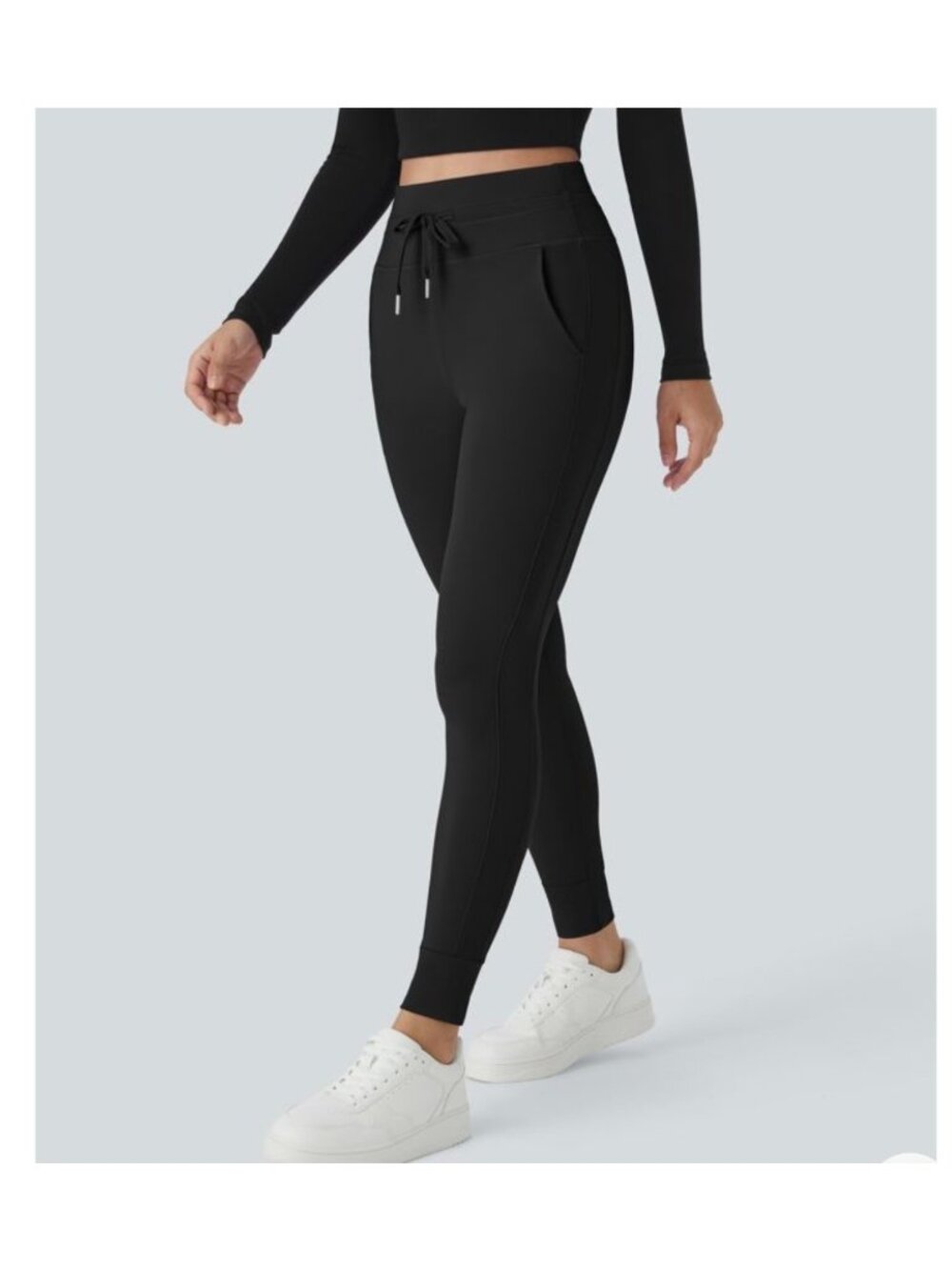 Halara LP Large Petite Black High-Waisted Joggers L Petite  Side Pockets NWT